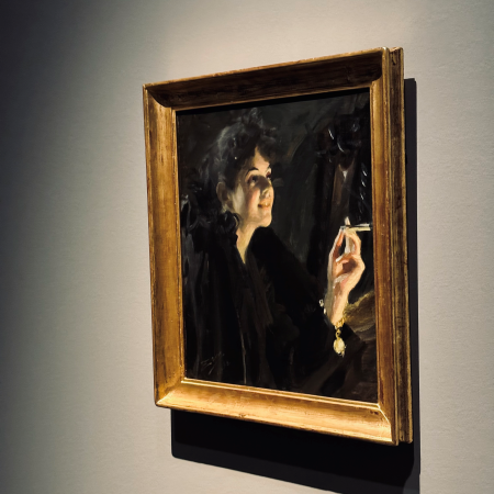 Ein fotografiertes Gemälde, ein Porträt von Anders Zorn