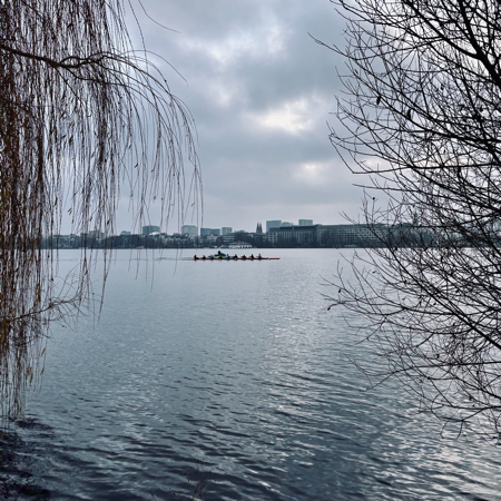 Blick über die Aussenalster an einem Dezembermorgen