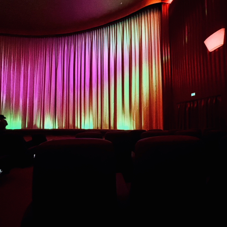 Der Savoy-Kinosaal im Dunkel vor der Vorführung