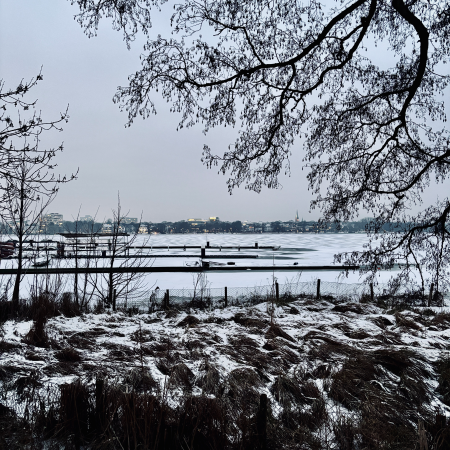 Blick über die vereiste Außenalster