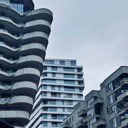Fassaden in der Hafencity, wintergrau