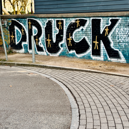 Ein Graffiti, das Wort Druck