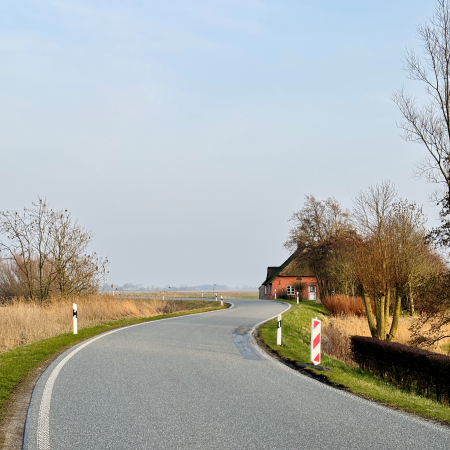 Eine Landstraße auf Eiderstedt