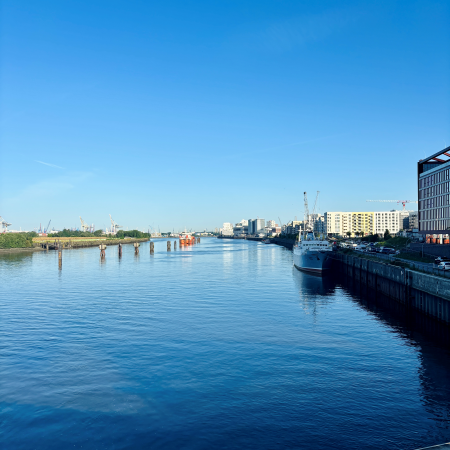 Die Elbe elbabwärts von der Station Elbbrücken aus