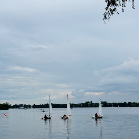 Blick über die Außenalster mit Segelbooten