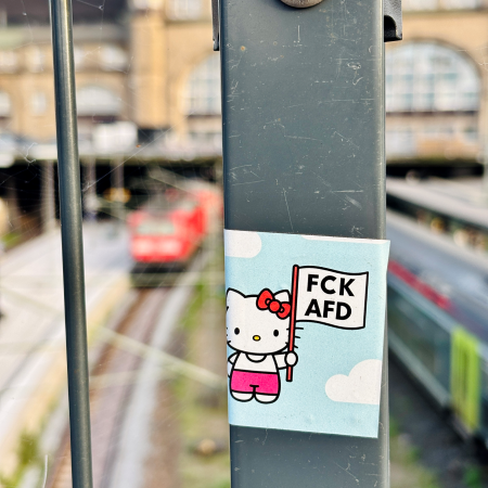 Ein Sticker mit "FCK AFD"